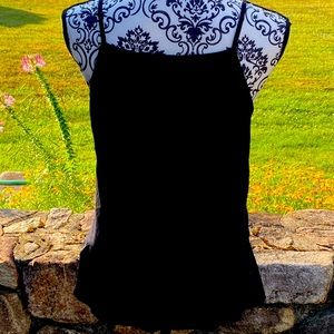 J. Crew Size Medium Black Spaghetti Strap Tank Top With Ruffle Bottom Hem